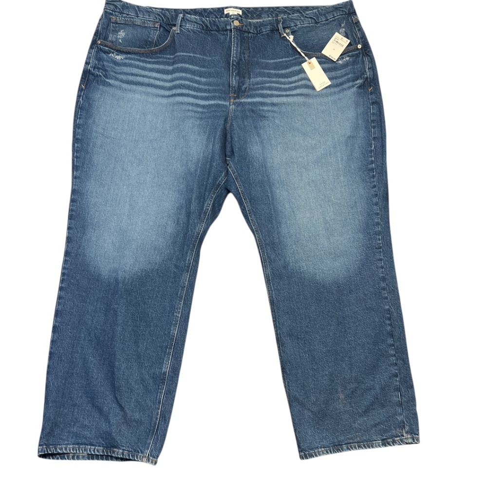 Good American Jeans 30 Plus Size Blue Good‎ 90s Baggy Straight Leg Distressed